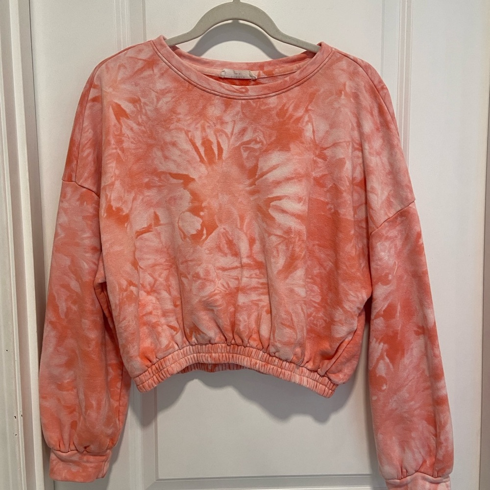 cropped elastic hem sweatshirt